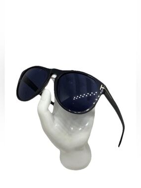 Tom Ford Kurt TF347 50J Dark Gray Aviator Blue Lens Men's Sunglasses Case Cloth